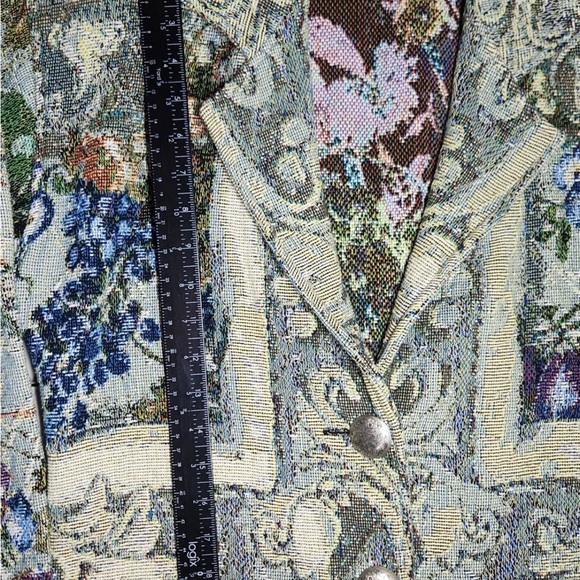 Painted Pony Womens Small Green Floral Tapestry Button Front Cropped Jacket USA - Picture 9 of 10